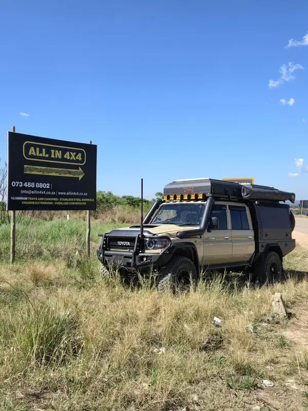 Land Cruiser 79 with All In 4x4 canopy in the bush