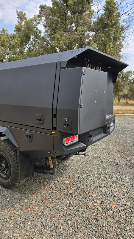 Rear three quarter view of an All In 4x4 canopy