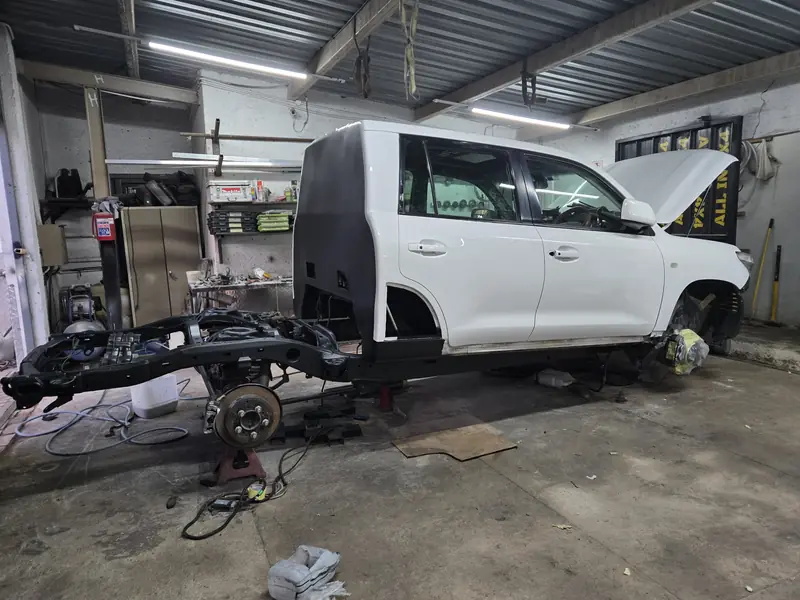 Vehicle conversion under way in the All In 4x4 workshop