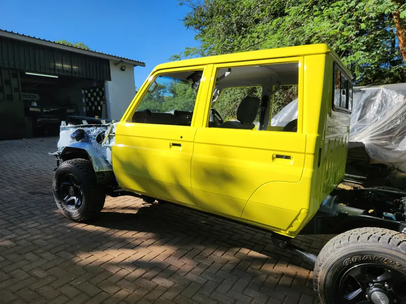 Land Cruiser 79 in primer during a respray