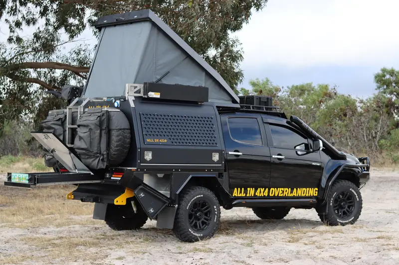 All In 4x4 canopy with the roof top tent deployed