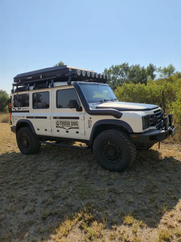 Ineos Grenadier fitted with an All In 4x4 stainless steel snorkel